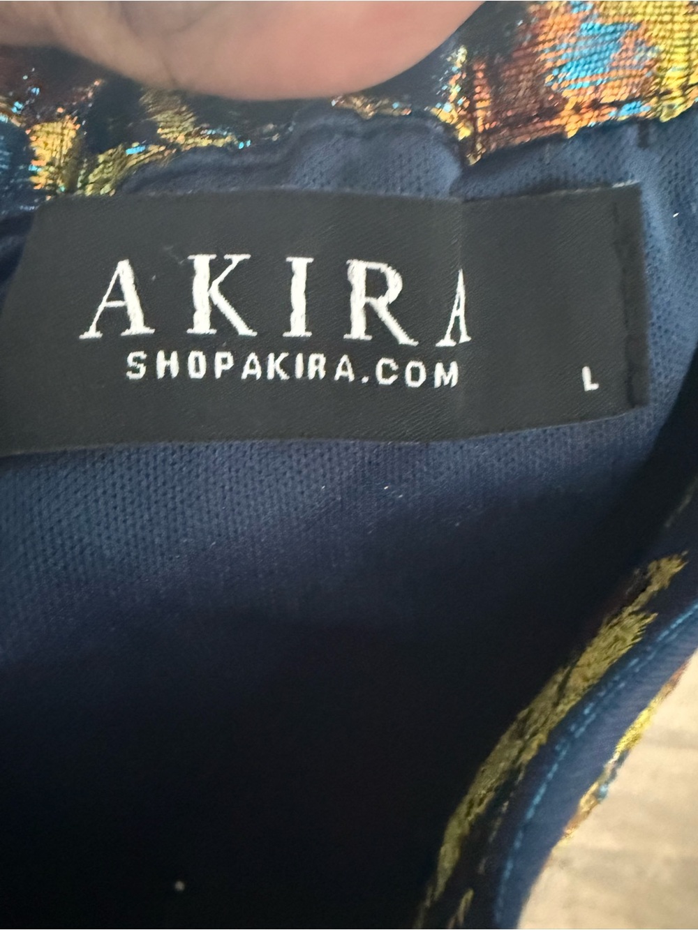 AKIRA Navy Brocade Corset Top and Pants Set - Picture 12 of 13
